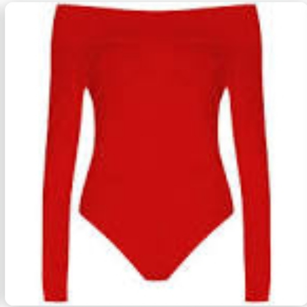 Bodysuit red ribbed Plus